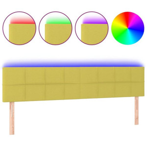 Zagłówek do łóżka z LED, zielony, 160x5x78/88 cm, tkanina