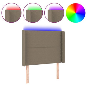 Zagłówek do łóżka z LED, taupe, 83x16x118/128 cm, tkanina