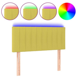Zagłówek do łóżka z LED, zielony, 100x5x78/88 cm, tkanina