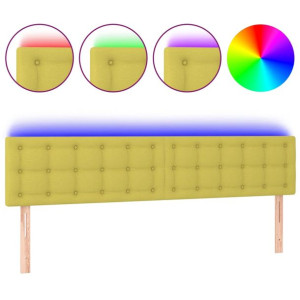 Zagłówek do łóżka z LED, zielony, 160x5x78/88 cm, tkanina