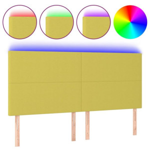 Zagłówek do łóżka z LED, zielony, 200x5x118/128 cm, tkanina