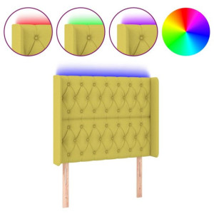Zagłówek do łóżka z LED, zielony, 103x16x118/128 cm, tkanina