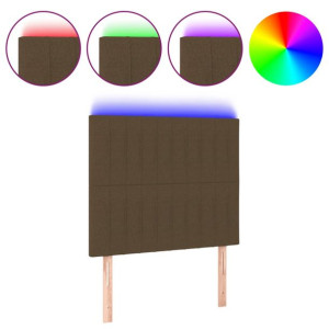 Zagłówek do łóżka z LED ciemnobrązowy 100x5x118/128 cm tkanina