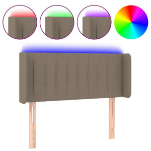 Zagłówek do łóżka z LED, taupe, 93x16x78/88 cm, tkanina