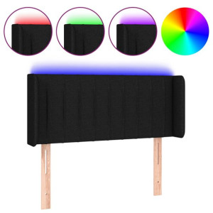 Zagłówek do łóżka z LED, czarny, 83x16x78/88 cm, tkanina