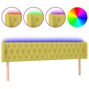Zagłówek do łóżka z LED, zielony, 183x16x78/88 cm, tkanina