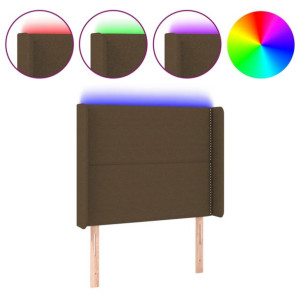 Zagłówek do łóżka z LED ciemnobrązowy 103x16x118/128 cm tkanina
