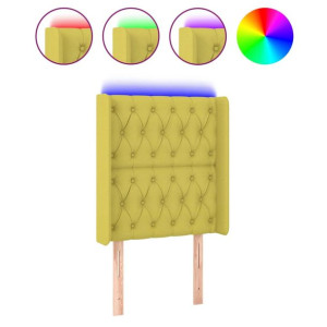 Zagłówek do łóżka z LED, zielony, 83x16x118/128 cm, tkanina