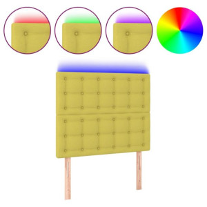 Zagłówek do łóżka z LED, zielony, 100x5x118/128 cm, tkanina