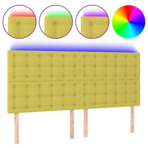 Zagłówek do łóżka z LED, zielony, 200x5x118/128 cm, tkanina