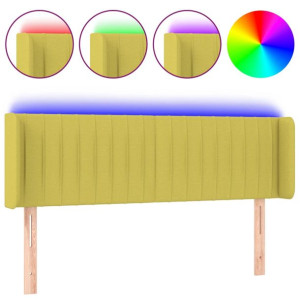 Zagłówek do łóżka z LED, zielony, 147x16x78/88 cm, tkanina
