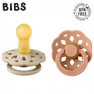 BIBS BOHEME 2-PACK VANILLA & PEACH Smoczek uspokajający kauczuk M 6-18 mcy