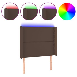 Zagłówek do łóżka z LED, brązowy 83x16x118/128cm sztuczna skóra