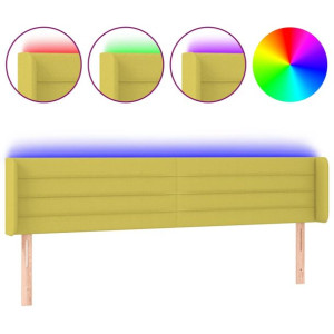 Zagłówek do łóżka z LED, zielony, 203x16x78/88 cm, tkanina