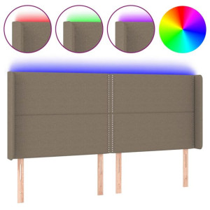 Zagłówek do łóżka z LED, taupe, 203x16x118/128 cm, tkanina