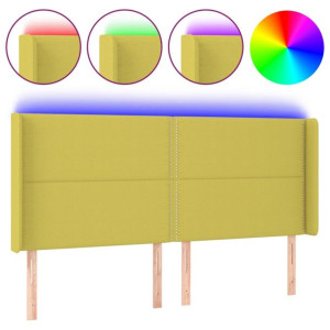 Zagłówek do łóżka z LED, zielony, 203x16x118/128 cm, tkanina