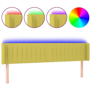 Zagłówek do łóżka z LED, zielony, 203x16x78/88 cm, tkanina