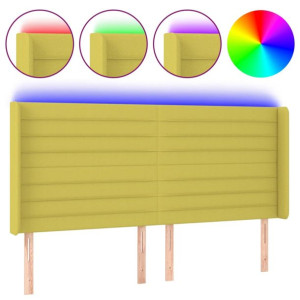 Zagłówek do łóżka z LED, zielony, 203x16x118/128 cm, tkanina