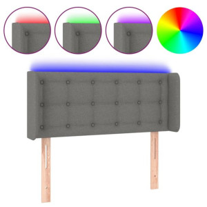 Zagłówek do łóżka z LED, ciemnoszary, 103x16x78/88 cm, tkanina