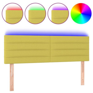 Zagłówek do łóżka z LED, zielony, 144x5x78/88 cm, tkanina