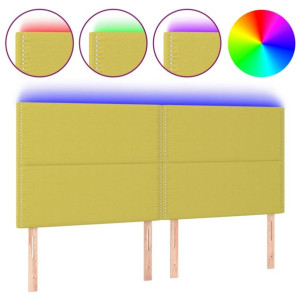 Zagłówek do łóżka z LED, zielony, 200x5x118/128 cm, tkanina
