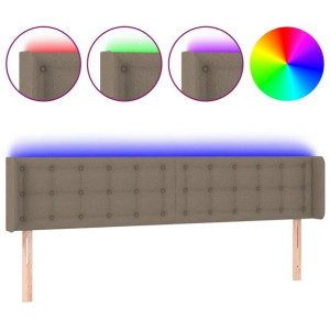 Zagłówek do łóżka z LED, taupe, 203x16x78/88 cm, tkanina