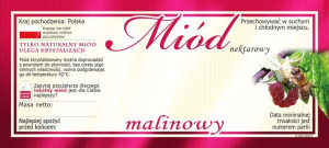 Paczka etykiet na miód malinowy 116x50 (100szt) - wzór E1023