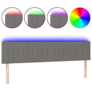 Zagłówek do łóżka z LED, ciemnoszary, 200x5x78/88 cm, tkanina