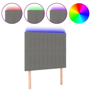 Zagłówek do łóżka z LED, ciemnoszary, 100x5x118/128 cm, tkanina