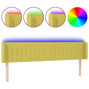 Zagłówek do łóżka z LED, zielony, 163x16x78/88 cm, tkanina