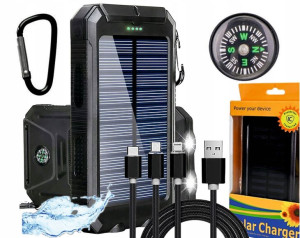 Pancerny Powerbank Solarny 20000 Led 2xusb +kabel