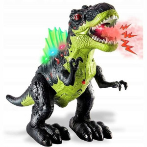 Duży Dinozaur T-rex Świeci Ryczy Chodzi Zieje Parą