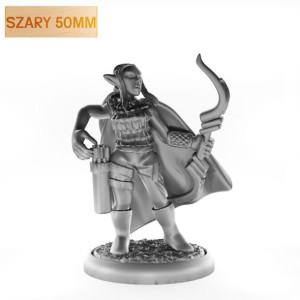 Figurka Rpg - Seria Humanoidy - Elficka Łuczniczka - Szary 50 Mm