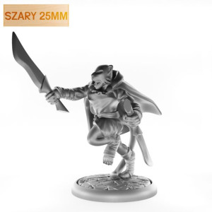 Figurka Rpg - Seria Humanoidy - Kotołak Łotrzyk - Szary 25 Mm