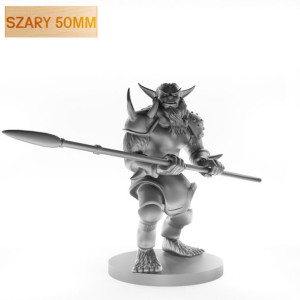 Figurka Rpg - Seria Potwory - Niedźwieżuk Z Włócznią - Szary - 50 Mm