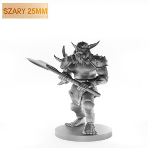 Figurka Rpg - Seria Potwory - Niedźwieżuk Z Toporem - Szary - 25 Mm