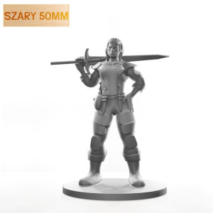 Figurka Rpg - Seria Humanoidy - Opancerzona Wojowniczka - Szary 50 Mm
