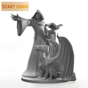 Figurka Rpg - Seria Humanoidy - Czarownik Ze Smokiem - Szary 25 Mm