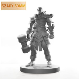 Figurka Rpg - Seria Humanoidy - Barbarzyńca Z Młotem - Szary 50 Mm