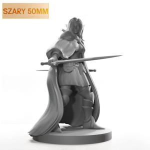 Figurka Rpg - Seria Humanoidy - Elfka Z Mieczami - Szary 50 Mm