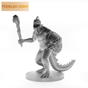 Figurka Rpg - Seria Potwory - Wojowniczy Jaszczuroczłek - Podkład 50 Mm