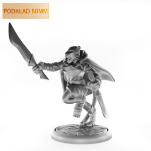 Figurka Rpg - Seria Humanoidy - Kotołak Łotrzyk - Podkład 50 Mm