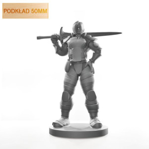 Figurka Rpg - Seria Humanoidy - Opancerzona Wojowniczka - Podkład 50 Mm