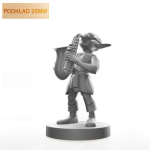 Figurka Rpg - Seria Humanoidy - Gnom Bard Z Saksofonem - Podkład 25 Mm