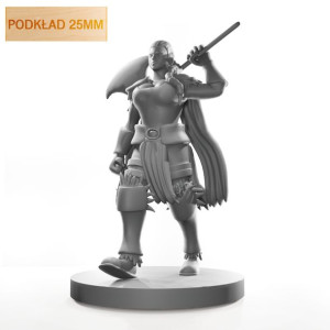 Figurka Rpg - Seria Humanoidy - Dzika Wojowniczka - Podkład 25 Mm