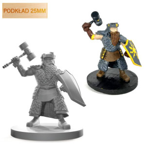 Figurka Rpg - Seria Humanoidy Krasnoludzki Wojownik Z Młotem Podkład 25 Mm