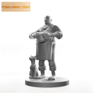 Figurka Rpg - Seria Humanoidy - Karczmarz Z Kotem - Pomalowany 25 Mm