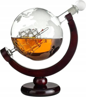 Karafka Do Whisky Globus Statek Stojak Premium