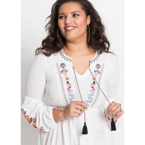 Bonprix Sukienka Oversize Z Długim Rękawem Haft Nadruk 40-42 926962