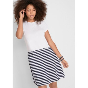 Bonprix Rozkloszowana Sukienka W Paski Marine Marynarski Styl 44-46 931128